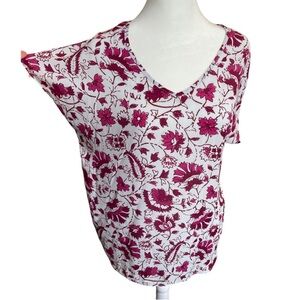 LOFT Outlet knit and woven floral blouse S